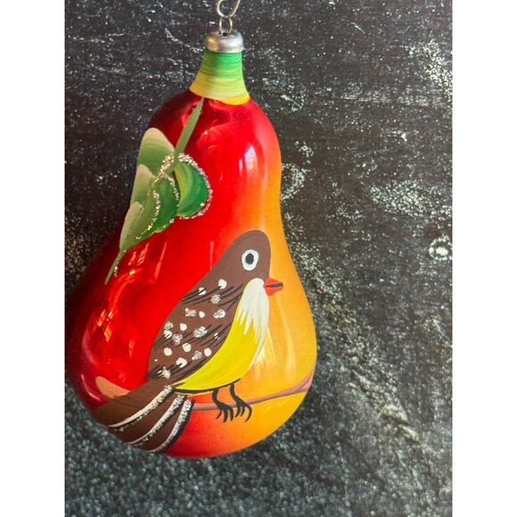 Vintage Soffieria De Carlini Italy Partridge in a Pear Tree Blown Glass Ornament - Picture 2 of 6